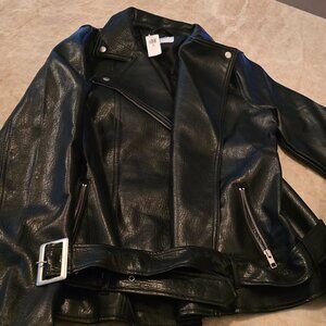 Moto jacket faux leather black Old Navy 10T women NWT